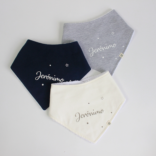 Baberos x 3 - Crudo, Gris & Azul Marino