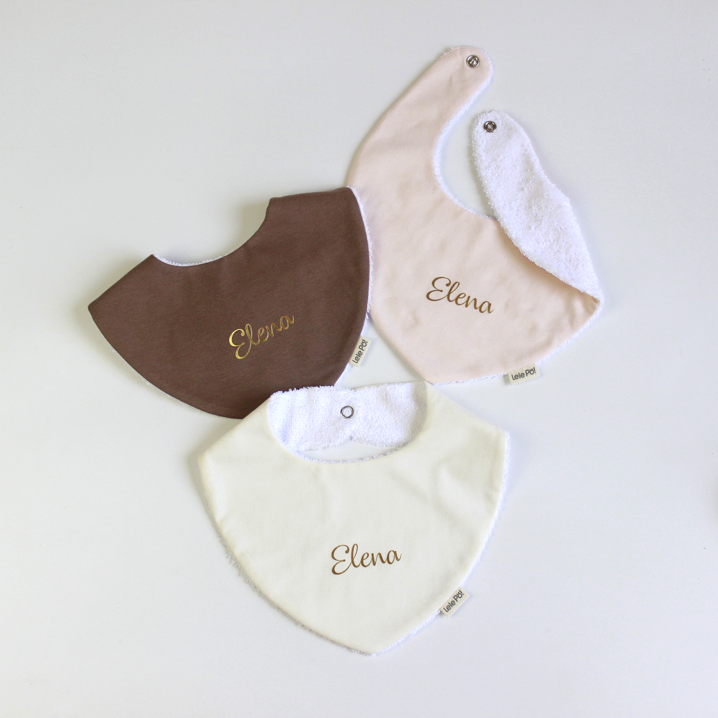 Babero Babi x 3 - Crudo, Mocca & Palo Rosa