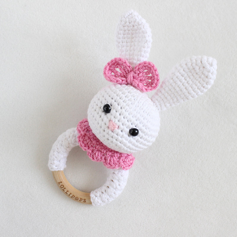 Sonajero Coneja Blanco & rosa Chicle