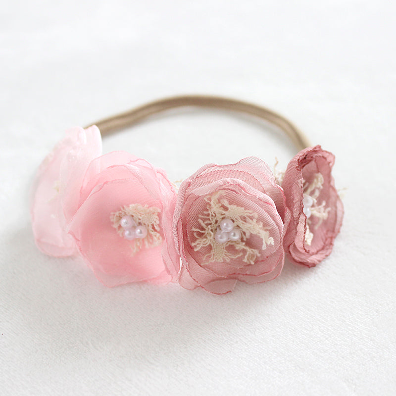 Corona de 4 rosas Velo Rosada