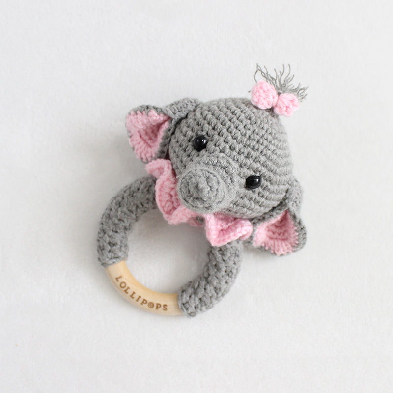 Sonajero Elefante Gris & Rosa