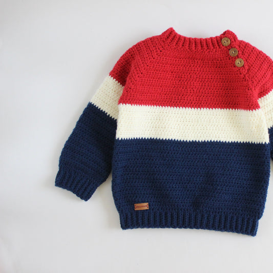 Suéter Noah Rojo, Crudo & Azul Marino
