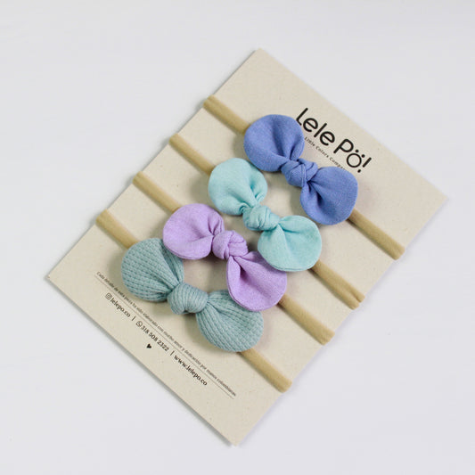 Set x 4 Lazos en Lino - Azul, Menta & Lila