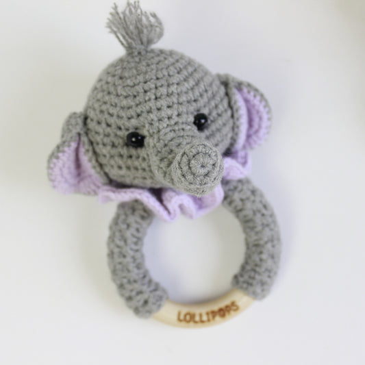 Sonajero Elefante Gris & Lila