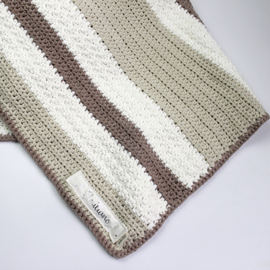 Manta Tejida Flora Personalizada Beige, Camel & Crudo