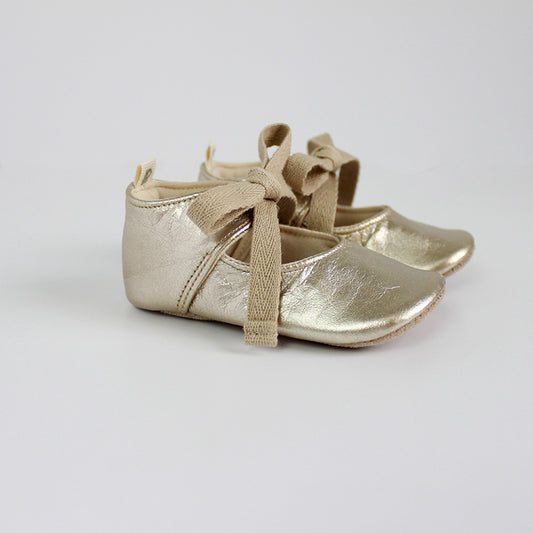 Merceditas Doradas Cuero Genuino