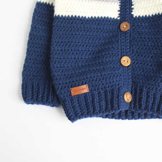 Suéter Noah Abierto Gris, Crudo & Azul Marino