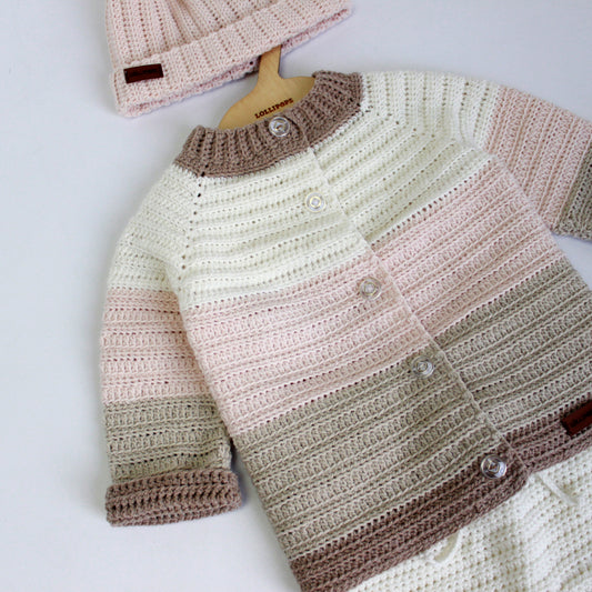 Primer día tejido Honey Crudo, Palo rosa, Beige & Camel