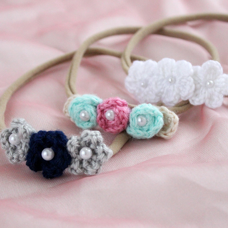 Set Flores Puff & Rosas - Azul Marino, Menta & Blanco