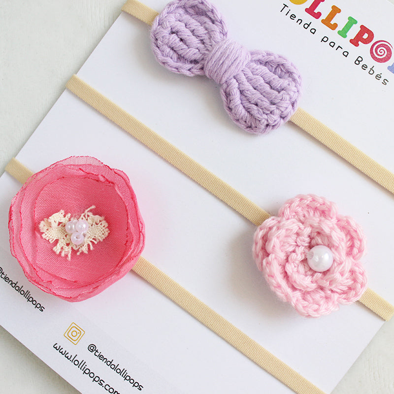 Set Rosas & Lazo - Coral, Rosa & Lila