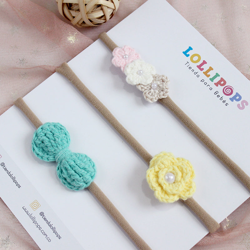 Set Flores, Lazo & Rosa - Amarillo, Menta & Rosa