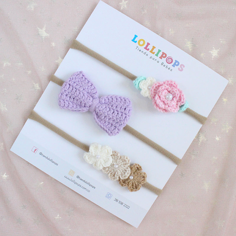 Set Corbatín, Jardín & Rosas - Lila, Rosa & Beige