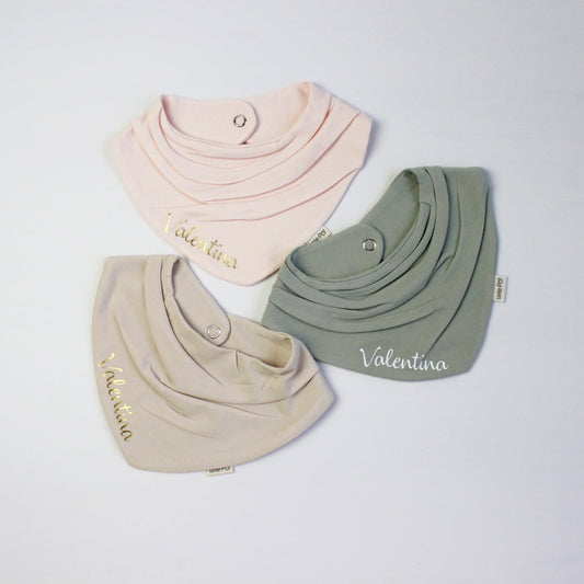 Babero Fruncido x 3 - Palo Rosa, Beige & Salvia