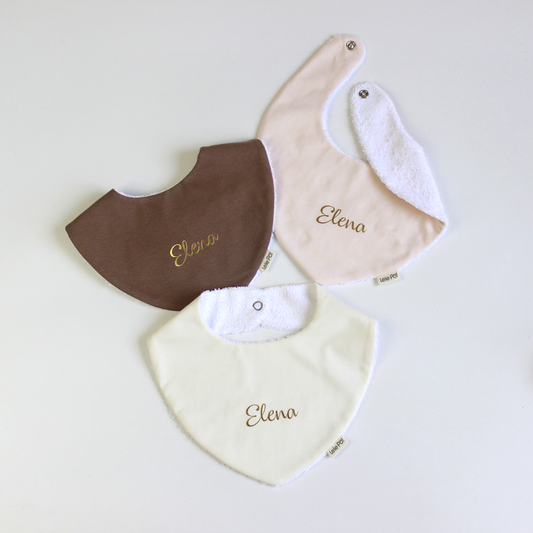 Babero Babi x 3 - Crudo, Mocca & Palo Rosa