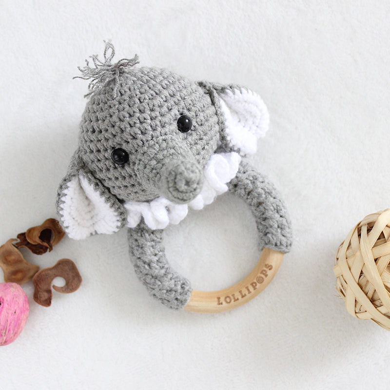 Sonajero Elefante Gris & Blanco