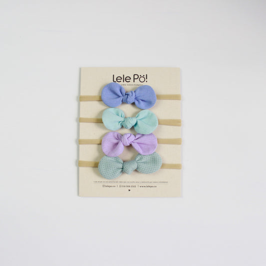 Set x 4 Lazos en Lino - Azul, Menta & Lila