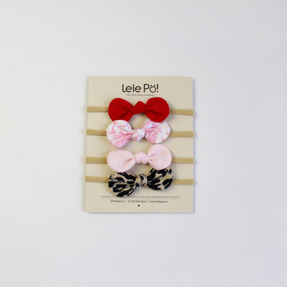 Set x 4 Lazos en Lino - Rojo, Rosa & Print