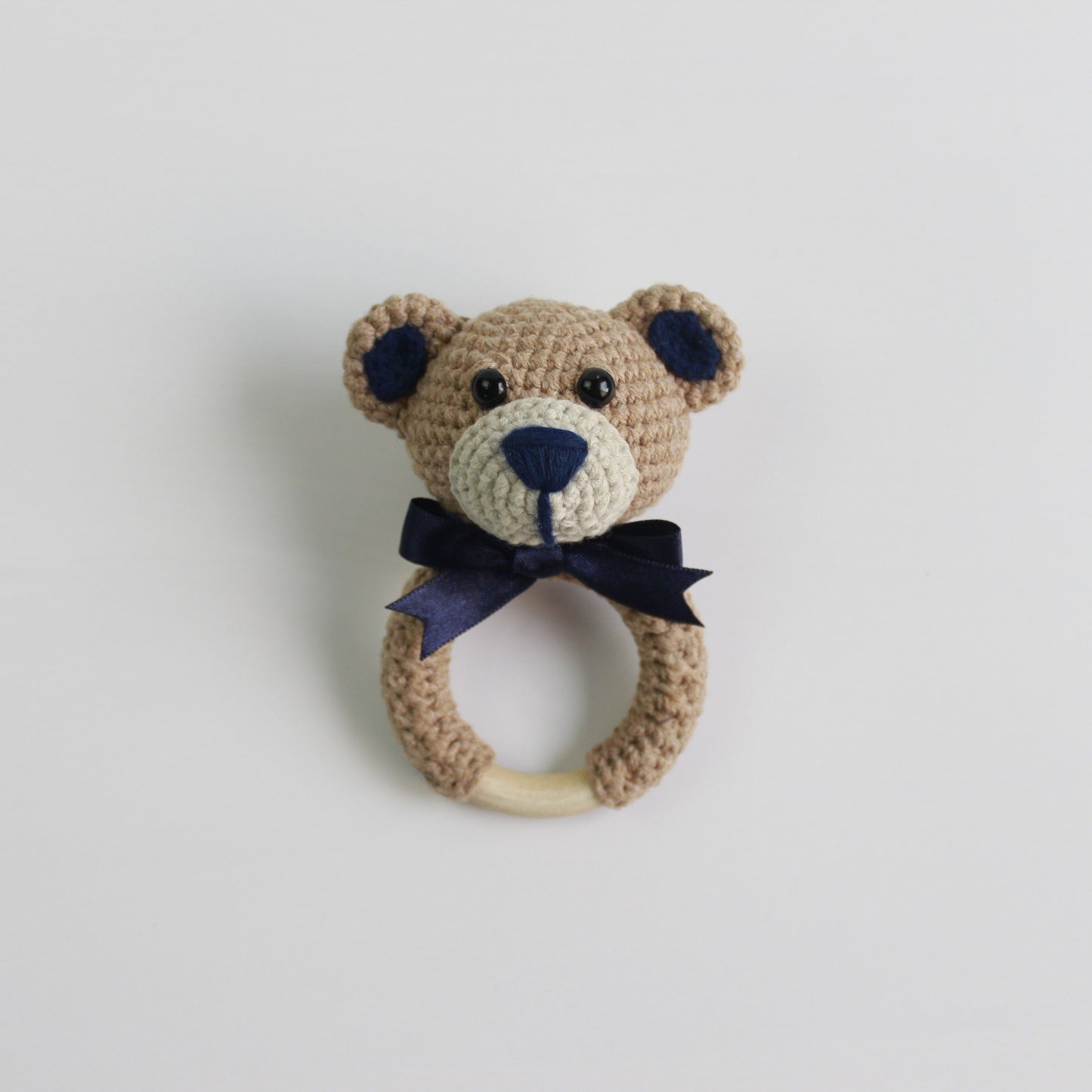 Sonajero Oso Camel, Beige & Azul Marino