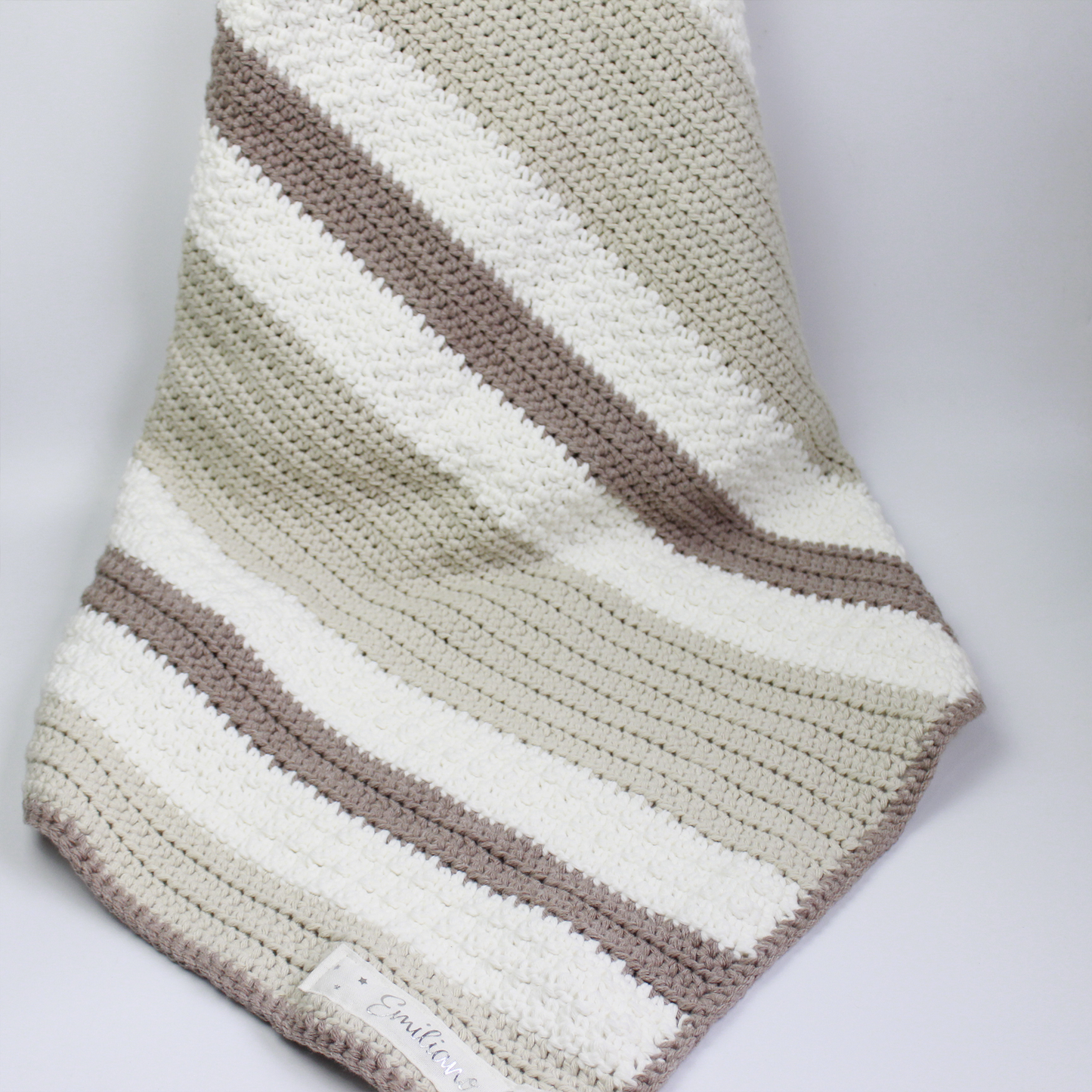 Manta Tejida Flora Personalizada  Beige, Camel & Crudo