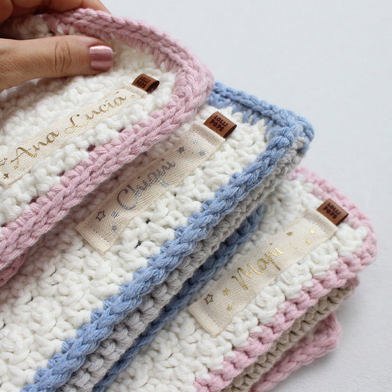 Manta Tejida Ellie Personalizada Crudo, Beige & Rosa