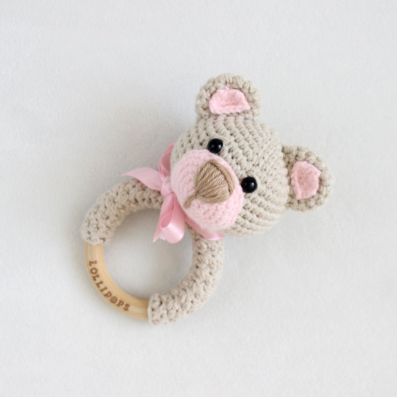 Sonajero Oso Beige & Rosa