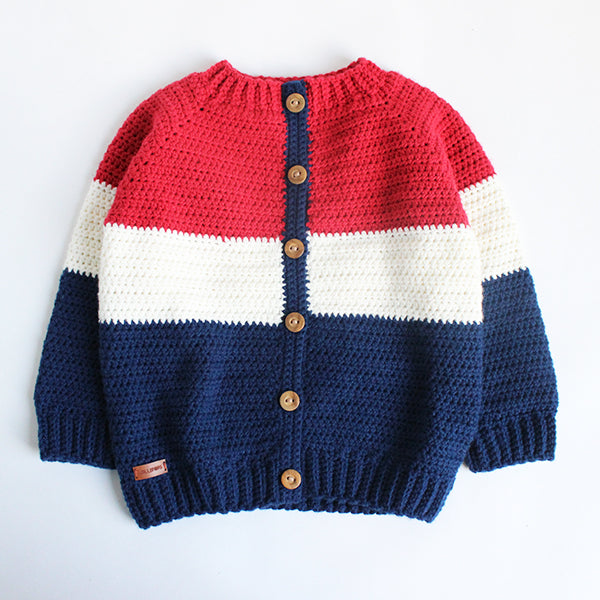 Suéter Noah Abierto Rojo, Crudo & Azul Marino