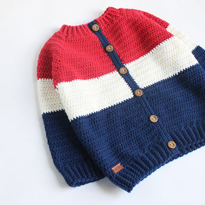 Suéter Noah Abierto Rojo, Crudo & Azul Marino