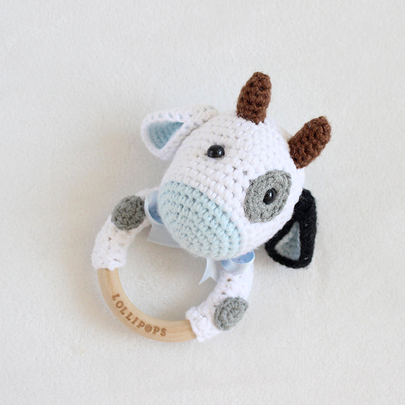 Sonajero Vaca Blanco & Celeste