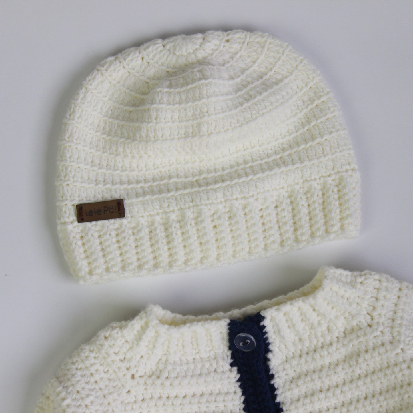 Primer día tejido Noah Crudo, Blanco y Azul marino